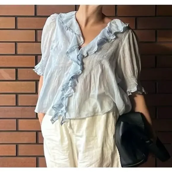 DOEN Henri Top in Alice Blue M - Picture 10 of 11